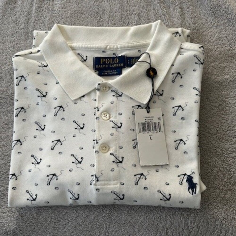 Ralph Lauren Classic Fit Stretch Mesh Polo Shirt with Anchors